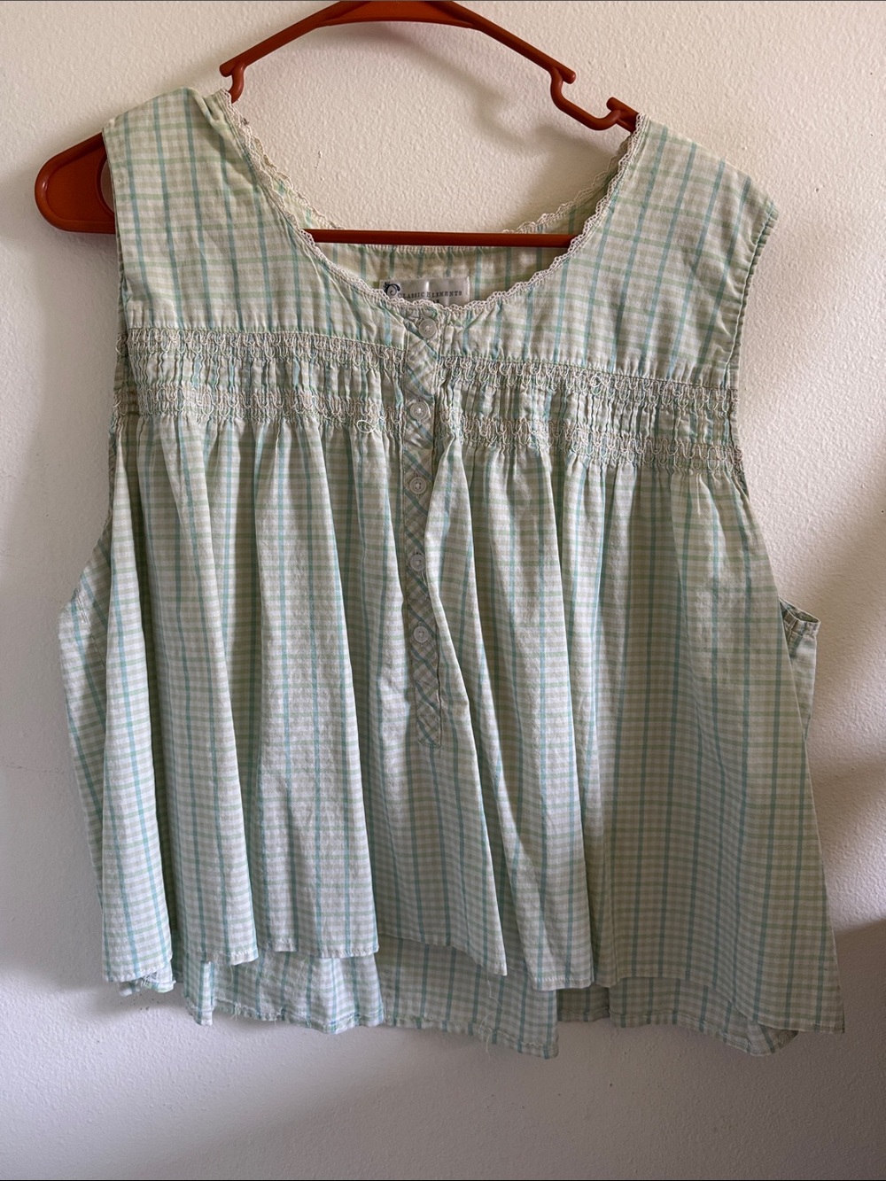 Classic Elements Mint Green and White Checked Crop Top